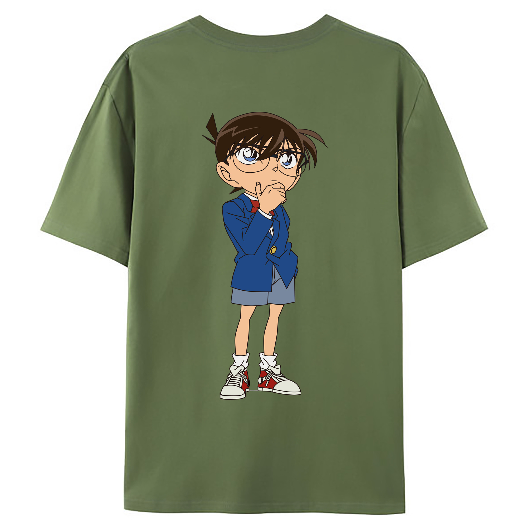 （画像用） 名探偵コナン 江戸川 コナン Detective Conan Conan Edogawa 綿100％ メンズ半袖Tシャツ（バックプリント） 通気性